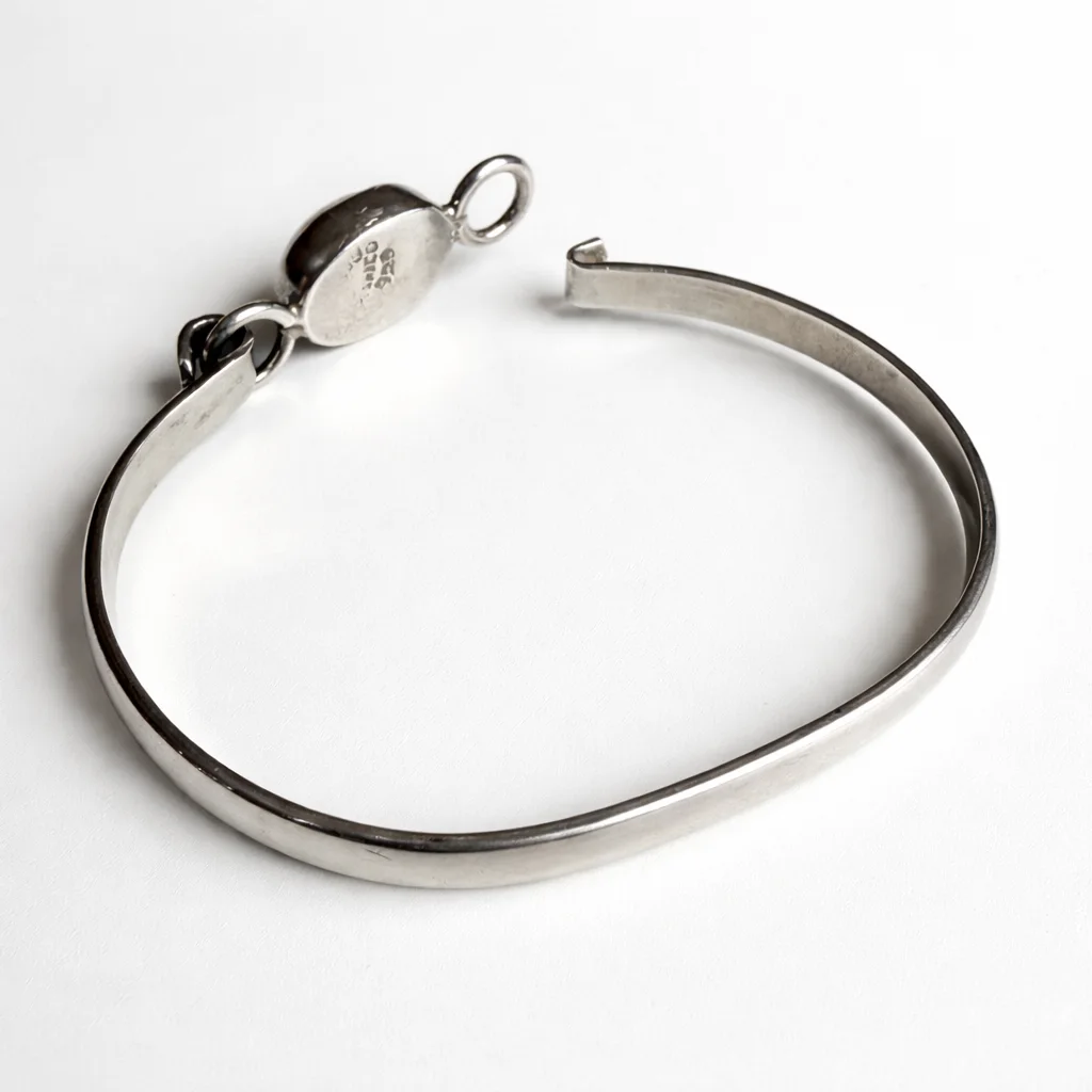 Sterling Silver Oval Opal-Style Bangle Bracelet preview 7