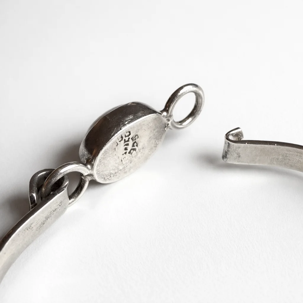 Sterling Silver Oval Opal-Style Bangle Bracelet preview 8